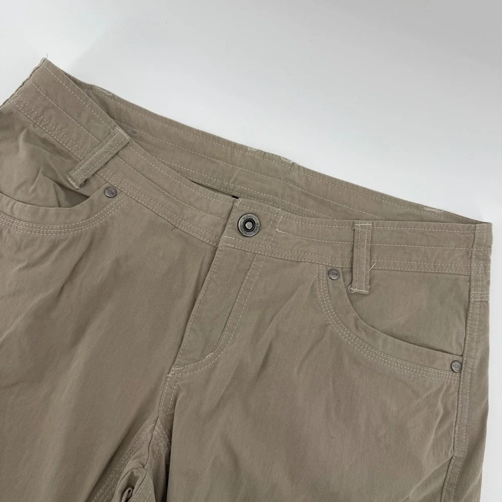KUHL Cargo Hiking Pants Womens 8 Long Khaki Utility Tan Roll Up Stretch Outdoor